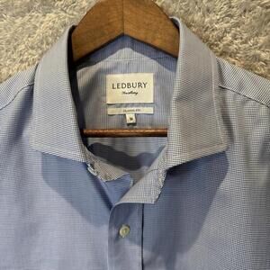 Ledbury 18 Classic Fit Pale Blue Small Gingham Checks 100% Cotton Sz XL